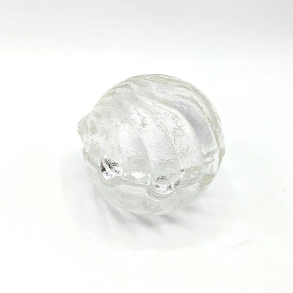 Vintage Recycled Glass Clam Shell Trinket Box Sphere Reversible Nautical Heavy - Picture 1 of 4